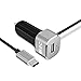 Price comparison product image USB Type C Car Charger, EC Technology 5.4A AUTO IC USB Car Charger Built-in Type-C (3.1) USB C Adapter Charging Cable for Nexus 6P 5X, MacBook 12" iPhone, Galaxy S7 S6, LG G5, Nokia and More-Sivler