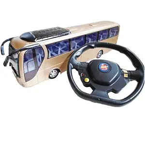 IndusBay Remote Control Bus Toy - Big Size R/C High Speed City Commute Bus Car Vehicle Toy with Working Head Light Toy for Kids Boys - Golden