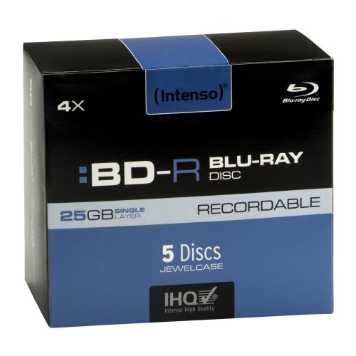 Intenso BD-R 25GB, 4x Speed, 5er Pack Jewelcase Blu-Ray Rohlinge