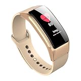 SHshou-L Fitness-Tracker, Smart-Armband Schritt zurück Schlafüberwachungsinformationen Push-Armband Bluetooth-Headset Zwei in Einem Telefon,Gold