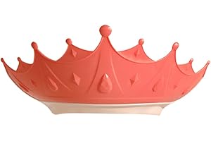 ISAKEN Gorro de Ducha para Bebé, Gorro de champú Visera Ajustable para Baño, Protege Los ojos y las orejas para Niños, Lindo Gorro de Baño con Corona (Rosa)
