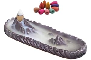 Zliger Rückfluss Räuchergefäß, Räucherstäbchenhalte Räucherstäbchen Halter Keramik mit 10 Rückfluss Räucherkegel Verwendet für Meditation Zen Büro Haus und Wohnzimmer Dekoration