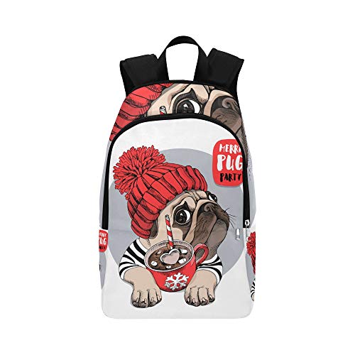 Preisvergleich Produktbild Reizende entzückende beige Welpen-Mops-beiläufige Daypack-Reisetasche College School Rucksack für Männer und Frauen