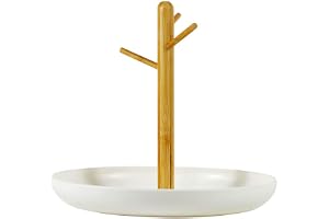 BUYSK Nyckelbricka för entrébord, Catchall-bricka med 3 nivåers träställ för nycklar, armband, klockor, smycken, telefon (rund)
