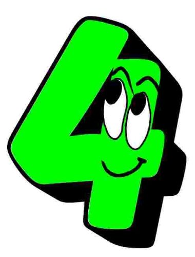 Green Face Number 4 Sticker For House Door / Wheelie Bin / Dustbin - Choose Number