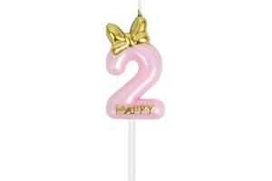 PARTY GO Candele Compleanno Rosa Bambina Carino Candeline Compleanno Particolari Numeri 2