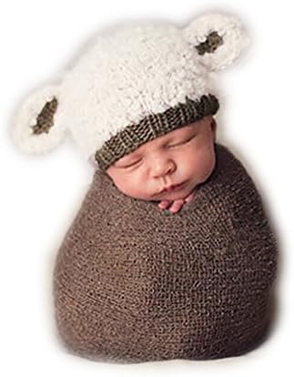 Hobees Cute Newborn Boy Girl Baby Costume Knitted Photography Props Lamb Hat