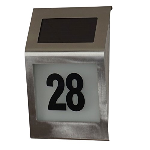 Preisvergleich Produktbild Mendler LED Solar Hausnummer H135, Hausnummernleuchte Solarleuchte, Edelstahl 30x20x4,5cm