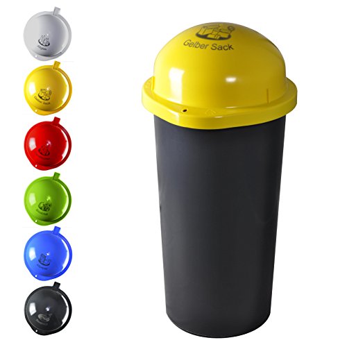 KUEFA 60L - Mülleimer Müllsackständer mit Laserbeschriftung (Gelb, Gelber Sack)