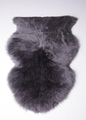 Sheepskin Lambskin Rug Fur for Long Hair Natural Runner Decorative, dark grey, 100 - 110cm
