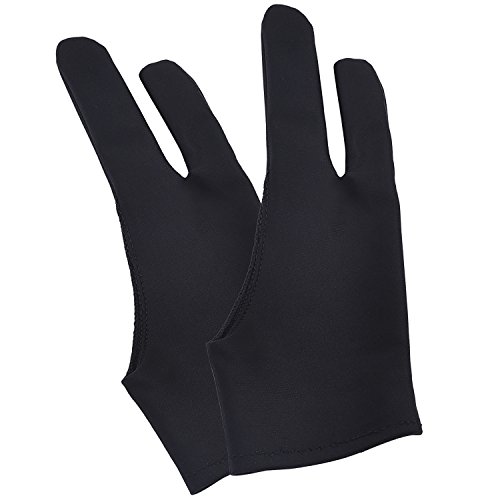 Mudder Guante de Tableta Guante de Dibujar de Artista para Tableta, Pad y Creación de Arte, Negro, 2 Piezas