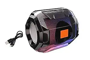 Aiden's Collection A005 Deep Bass High Sound Portable Wireless Bluetooth Speaker with Led Flash Light, Mic, USB, FM & SD Card Support Compatible with All Mobile Phone, Laptop, Computer (Black)