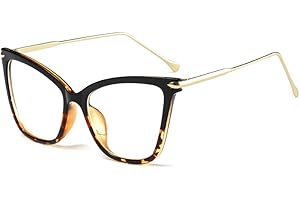 FEISEDY Classic Cat Eye Glasses Oversized Clear Lens Fake Glasses Large Frame Eyewear for Women B2460