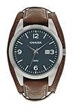 Kahuna KUC-0061G Herren-Armbanduhr, Blaues Zifferblatt, Braunes Armband