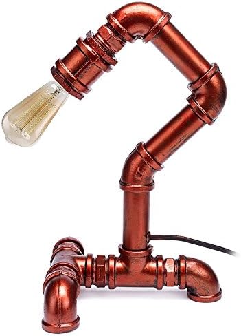 Glighone Vintage Industrial Table Lamp Steampunk Table Light Rustic Retro Water Pipe Desk Lamps For Home Study Room Bedroom Library Hotel Desktop Lights
