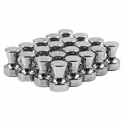 Magnetastico® | 20 Stück sehr starke Kegelmagnete aus Stahl mit Neodym N42 Magnet | Größe Ø 12 x 16 mm & vernickelt | Sehr starke magnetische Karten-Pins, Push Pins, Büromagnete - Perfekt für Büro, Karten, Whiteboards, Kühlschränke & Magnettafeln