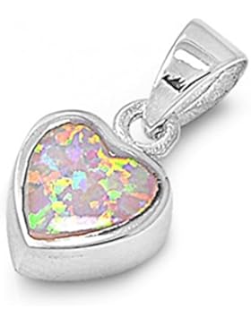 Sterlingsilber Anhänger mit Lab Opal - Herz