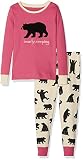  Hatley Girls Polo P.J. Set - Pink Bears Bearly Sleeping - Pijama para niñas, color rosa, talla: 8 años