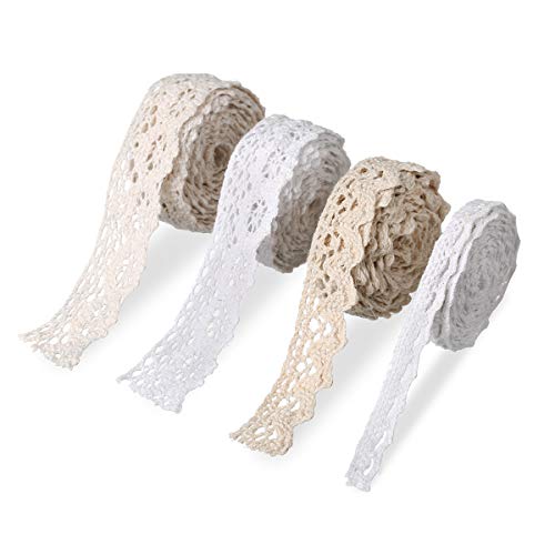 Crazy-M Ruban de Dentelle Vintage Blanc 40 mètres Coton Beige Ruban de Dentelle Ruban décoratif Dentelle Garniture de Dentelle Garniture de Dentelle Garniture de Dentelle Vintage