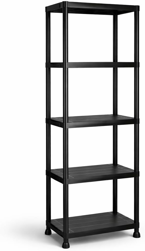 Estantería de Plástico Multiuso 5 Baldas 170x60x30cm | Estantería Almacenaje | Estantería Resistente | Estantería para Garaje | Trastero | Cocina | Oficina | Lavadero | Montaje sin Herramientas