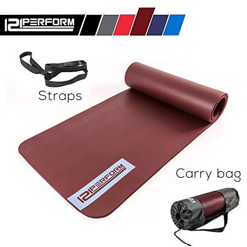 121PERFORM Tapis de Yoga et Fitness, 183 x 60 cm, Parfait pour des Exercices au Sol et Camping/Gym/Stretching, avec sangles et sac de transport