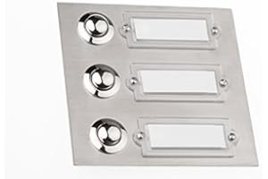 ‎HUBER HUBER Unterputz Klingeltaster 3 fach aus Edelstahl - Türklingelknopf mit Namensschild - Haustürklingel Unterputz I Taster aus Messing - Klingel, 3 Klingeltaster