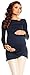 Zeta Ville - Women's Maternity Stretch Tunic Top with Pleats Long Sleeves - 941c (Navy, 12)