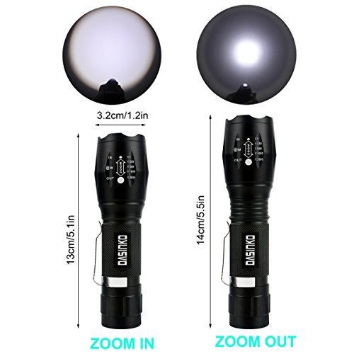 LED Taschenlampe CREE 1000 Lumen Superhelle T6 LED Handgerät Taschenlampe Tragbare Wasserdichte Taschenlampe im Freien mit Einstellbarem Fokus 5 Licht-Modus, 2 x Rechargeable 18650 Lithium Ion batteries included - 2