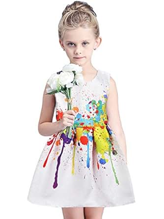 Tkria Little Girls Dress Butterfly Printing Floral ... Tkria Little Girls D