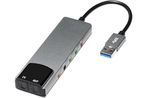 Sudemota - Tarjeta de sonido para ordenador portátil, tarjeta de sonido externa USB 5.1, convertidor de audio multifunción para ordenador portátil, tarjeta de sonido de aluminio fácil de usar