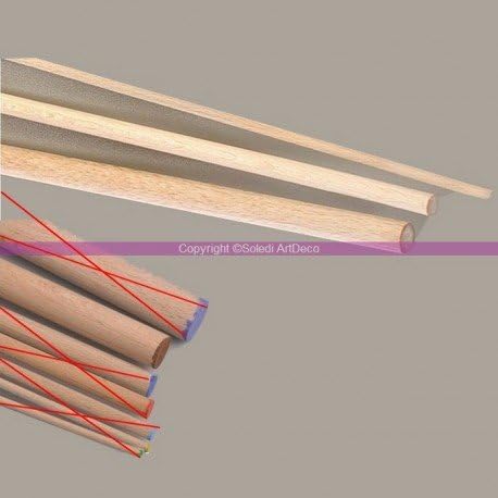 Baguette Round Diameter 15 mm, 1 Metre Stick of Beech Wood, Pack of 10