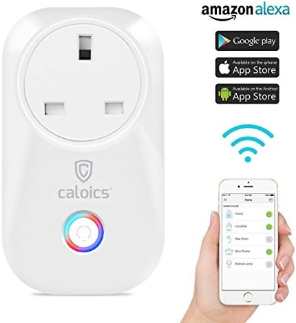 WiFi Smart Plug, Caloics Wireless WiFi Socket Compatible with Alexa Remote Voice Control Smart Switch Plug Timer Switch for Electric Household Devices from Anywhere Anytime via Free Android/iOS App