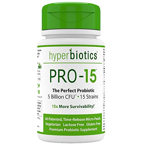 Hyperbiotics PRO-15 - 60 Once Daily Time Release Pearls (probióticos de máxima calidad, 15 cepas, 15B CFU)