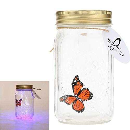 Gearmax® 1 pieza LED romántico lámparas de cristal de cristal de la mariposa / del tanque de la mariposa Botella de San Valentín decoración regalo de los niños(Naranja)