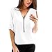 Produktbild Damen Elegante Frühling Solide Reißverschluss Oberteile Slim Hemd Bluse Casual Tops DOLDOA T-Shirt Mode Blusen Pullover Sweatshirt Geburtstags Geschenk für Frauen Mädchen Freundin (EU:42, Weiß - 1)