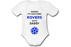 Psychobaby ROVERS BLUE Shhhh! I'm watching with Daddy Mummy Grandad Unique Football Babygrow Cute Personalised Funny Baby Vest Grow Boys Girls Unisex Gift Babygrow Bodysuit BLACKBURN