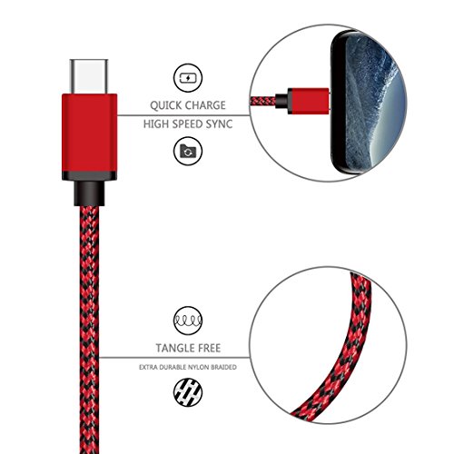 Romtronic 2-Stücke 3FT / 0.9M USB 3.1 Type C zu USB Standard Type A 3.0 Kabel, Nylon geflochtene Datensynchronisierung mit Ladekabel (Gold ,rot) - 4