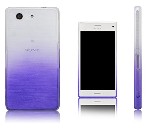 Xcessor Transition Flexible TPU Case with Gradient Silk Thread Texture for Sony Xperia Z3 Compact - Transparent/Purple