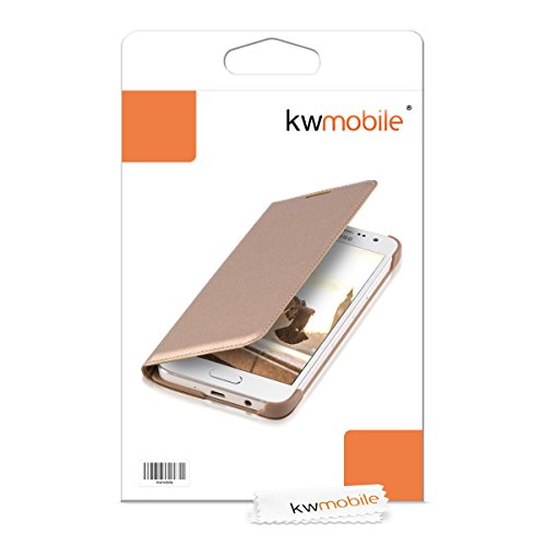kwmobile Funda para Samsung Galaxy A3  2015  - Carcasa para m  vil de  Cuero sint  tico  - Case  Plegable  en  Dorado 