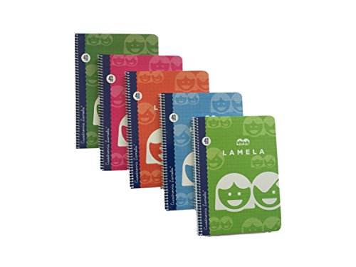 Cuadrovia Lamela 07004 cuaderno espiral, colores surtidos, A5/40 H, 4mm, 10 unidades, Tamaño Pequeño