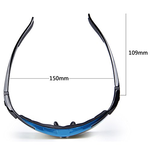 Radbrille Polarisiert Sportbrille QHUI UV400 Outdoor Biegbaren Nasenbügel mit 5 Wechselbare Linsen für Skilaufen Golf Radfahren Laufen Angeln Baseball - 3