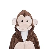 Kinder Mädchen Jungen Weich Flauschig Animal Affe Gorilla Leopard Schädel Camofulage Wolf Onesie Kostüm - Jungen, Affe, 9-10 Years - 