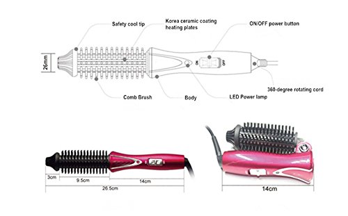 New Fashion Folding Hair Curling Iron Ceramic  Fordable Hair Brush Electric Multifunction Hair Curler Curling Iron Hair Straightener Comb Styling Tools Hairbrush  Red 