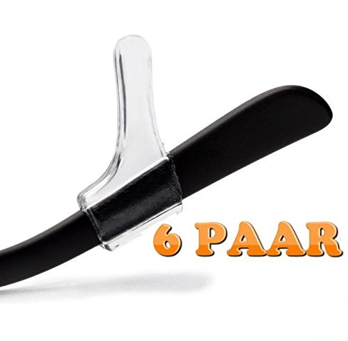 Sportbügelenden / Fassungshalter für die Brille | 4,5x2,0 - Länge 20mm in verschiedenen Farben (transparent) (6 Paar)