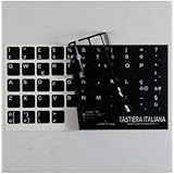 StickersLab - Adesivi lettere tastiera Italiano fondo nero lettere bianche (13,5mm x 13,5mm)