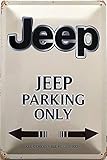  Deko7 Blechschild 30 x 20 cm Jeep Parking only braun