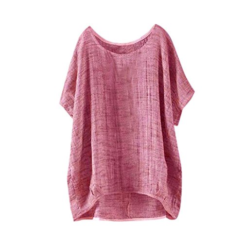 BHYDRY Womens Fledermaus Kurzarm beiläufige Lose Top Dünnschnitt Bluse T-Shirt Pullover(Rot,XXXXL)