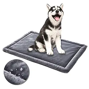 Allisandro Water-Proof Dog Bed, Washable Mat Crate Pad, Durable Pet Beds Soft Dog Mattress, Anti-Slip Kennel Pads for Dogs, Cats and Small Animal, Grey (47.2 x 27.6?)