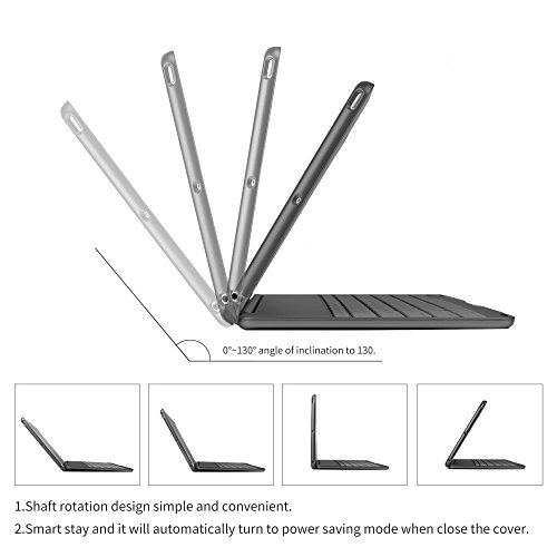 KVAGO iPad Air Tastatur mit Hülle Schutzfolie Aluminiumfinish-harter PlastikShell drahtloser Bluetooth Englisch QWERTY Tastatur-tragender Fall-Folio-Abdeckung für iPad Air Tastatur - 5
