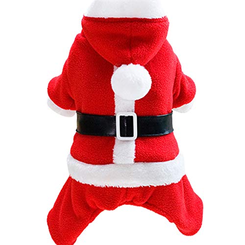 Preisvergleich Produktbild Zilee Hundemantel Weihnachten Hundekostüm Haustier Hundejacke - Winter Warme Kleidung Hunde Pullover mit Kapuze Party Anzüge Baumwolle Weich Xmas Santa Lustiges Cosplay